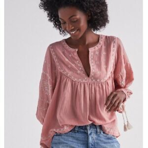 Lucky Brand Soft Folk Peasant Top, Small